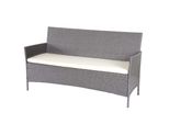 3-Sitzer Poly-Rattan Gartenbank Hamar, Sitzbank ~ Grau, Kissen Creme