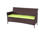 3-Sitzer Poly-Rattan Gartenbank Hamar, Sitzbank ~ Braun-Meliert, Kissen GrüN