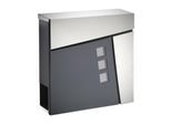 Cassetta Postale Di Design Wiltec V24 Antracite E Acciaio Inox 370 X 105 X 370 Mm, Cassetta Postale A Muro Con Serratura, Finestre Di Visualizzazione E Rotolo Di Giornale, Cassetta Postale In Acciaio Verniciato A Polvere