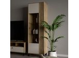 Vitrine Forte "Killarney", Beige (Mauvella Eiche, Sand), B:63,4Cm H:195,8Cm T:42Cm, Dekorfolie, Holzwerkstoff, Mdf, Metall, Sicherheitsglas, SchräNke, Vitrine, Vitrine, GlastüRe, Metallgriffe, Zweifarbig