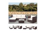 Poly-Rattan-Garnitur Busto, Gartengarnitur Sitzgruppe Sofa Lounge-Set ~ Braun, Kissen Creme