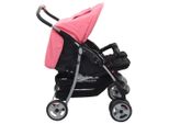 Vidaxl Passeggino Gemellare In Acciaio Rosa E Nero