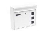Cassetta Postale Wiltec V12 Bianca 360 X 115 X 320 Mm, Cassetta Postale A Parete Con Serratura, Finestre Di Visualizzazione E Targhetta, Cassetta Postale In Acciaio Zincato