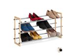 Relaxdays 10028909_348 Relaxdays Schuhregal Silber, Braun 3 FachböDen