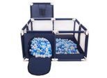 Selonis Box Con Cesto E 900 Palline Box Per Bambini, Blu:Blu/Babyblue/Perla