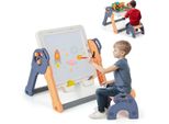 Costway Tavolo Per Bambini 6In1 Con Sedia, Cavalletto Da Gioco Con 102 Blocchi Da Costruzione, Piano Bifacciale E Rimovibile Per Bambini A Partire Dai 3 Anni Di Età