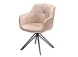 Riess-Ambiente Stuhl Euphoria - Drehbar Champagner Greige Samt Armlehne Metallgestell Schwarz Esszimmer