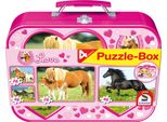 Schmidt Spiele Schmidt Spiele Puzzle Cavalli In Valigetta Di Metallo 2 X 26 Pezzi, 2 X 48 Pezzi