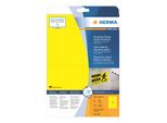Herma Special - Etichette Autoadesive In Pellicola Opaca, Resistenti Agli Agenti Atmosferici, Per Uso Esterno - Giallo - 105 X 148 Mm 100 Etichette (25 Fogli X 4) (8032)