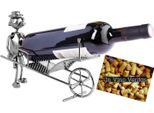 Brubaker Portabottiglie Vino Carriola Portabottiglie Oggetto Decorativo In Metallo Con Biglietto D'auguri Per Regalo Vino
