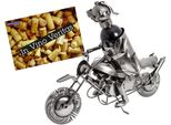 Brubaker Portabottiglie Motociclista Scultura In Metallo Regalo Con Carta Regalo