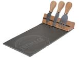 Excellent Houseware Set Per Servire Il Formaggio, Ardesia/Acciaio Inossidabile, 30X15X5 Cm, Nero