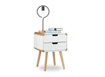 Relaxdays 10020977_0 Relaxdays Nachttisch Holz Braun, Weiß 40,0Cm X 40,0Cm X 55,0 Cm