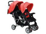 Vidaxl Passeggino Tandem In Acciaio Rosso E Nero