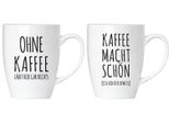 Brubaker "Qui Non Funziona Nulla Senza Caffè! Il Caffè Ti Rende Bella"" Set Di Tazze In Ceramica - Biglietto D'auguri E Confezione Regalo"
