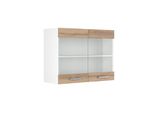 Vicco Pensile Universale R-Line, 80 Cm Con Ante In Vetro, Sonoma/Bianco