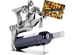 Brubaker Portabottiglie Di Vino Cavaliere In Un Salto Oggetto Decorativo Portabottiglie In Metallo Con Biglietto Di Auguri Per Vino Regalo