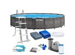 Intex 26744 Piscina Fuori Terra Rotonda Prism Frame Greywood 549X122 Cm