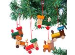 Brubaker 6 Pz. Set Di Targhette Ferroviarie In Legno - Decorazioni Per Albero Locomotive - Decorazioni Per Albero Di Natale In Legno