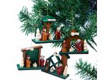 Set 4 Pezzi Brubaker Set Di Ornamenti Per Presepe In Legno - Maria E Giuseppe Con Gesù - Decorazioni Per Albero Di Natale In Legno - Dipinti A Mano