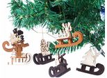 Brubaker 6 Pz. Set Di Ornamenti A Slitta In Legno - Decorazioni Per L'albero Di Natale In Legno Naturale