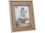 S67TX1 Cornice Stretta In Bianco Con Passe-Partout In Legno 10X15 Cm