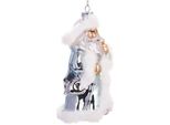 Brubaker Babbo Natale Bianco In Argento - Guaina Natalizia In Vetro Dipinta A Mano - Decorazione Dell'albero Di Natale Figurine Decorazione Pendente - 15 Cm
