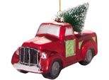 Brubaker Camioncino Con Albero Di Natale Rosso - Guaina Di Natale In Vetro Dipinta A Mano - Figurine Di Decorazione Per L'albero Di Natale - Guaina Di Decorazione Divertente - 14,2 Cm