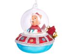 Brubaker Ufo Con Aiutante Di Natale Rosso - Bomboniere Natalizie In Vetro Dipinte A Mano - Decorazione Dell'albero Di Natale Figurine Divertenti Decorazione Ciondolo Bomboniere - 10 Cm