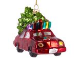 Brubaker Auto Con Albero Di Natale Sul Tetto Rosso - Guaina Natalizia In Vetro Dipinta A Mano - Figurine Di Decorazione Per L'albero Di Natale Divertente - Circa 12 Cm