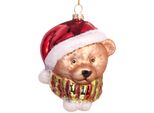 Brubaker Orsacchiotto Con Sciarpa E Cappello Natalizio - Decorazioni Natalizie In Vetro Dipinte A Mano - Decorazioni Per L'albero Di Natale - 9,5 Cm