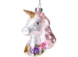 Brubaker Unicorno Con Ghirlanda Di Fiori - Decorazioni Natalizie In Vetro Dipinte A Mano - Addobbi Per L'albero Di Natale - 9,5 Cm