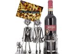 Brubaker Portabottiglie Di Vino Coppia Con Cane - Oggetto Decorativo In Metallo - Portabottiglie - Con Biglietto D'auguri Per Regalo Vino