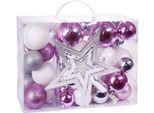 Brubaker Set Da 50 Pezzi Di Decorazioni Natalizie Con Ciondolo Per Albero - Decorazioni Per Albero Di Natale In Rosa, Bianco E Argento