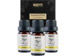 Brubaker Set Di 3 Oli Di Limone - Concentrazione, Buon Umore E Gioia Di Vivere - Set Regalo Di Oli Essenziali Per Aromaterapia 3 X 10 Ml Di Olio Di Agrumi Naturale E Vegano