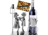 Brubaker Portabottiglie Vino Amanti Con Lanterna Per Tea Light - Scultura In Metallo Portabottiglie - 26,5 Cm - Regalo Di Vino Per Coppie - Con Biglietto Di Auguri