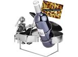 Brubaker Portabottiglie Da Vino Pianista Con Pianoforte - Scultura In Metallo Portabottiglie - 22 Cm - Regalo Per Gli Appassionati Di Pianoforte - Con Biglietto D'auguri