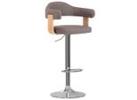 2 Pezzi. Sgabello Da Bar In Legno Curvato E Tessuto Taupe
