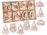 Brubaker 24 Pz. Set Di Ciondoli Natalizi - Decorazione Albero In Legno Ca. 6 Cm - Campanelle Angelo Albero Di Natale - Ciondolo Decorazione Natalizia - Ciondolo Albero Di Natale In Legno - Decorazione Albero Di Natale