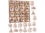 Brubaker 48 Pz. Set Di Ornamenti Natalizi - Decorazioni Per L'albero In Legno 3-4 Cm - Decorazioni Per L'albero Di Natale Con Campanelle - Ornamenti In Legno Per L'albero Di Natale - Decorazioni Per L'albero Di Natale