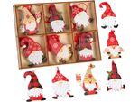 Brubaker 24 Pz. Set Di Ornamenti Natalizi - Decorazioni Per L'albero In Legno Da 5,8 Cm - Divertenti Gnomi Con Cappelli Natalizi E Regali - Ornamenti Natalizi In Legno - Decorazioni Per L'albero Di Natale