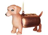 Brubaker Bassotto Come Hot Dog Brown - Cane In Vetro Dipinto A Mano - Figurine Di Decorazione Per L'albero Di Natale Divertente Decorazione Pendente Per L'albero - 10,8 Cm