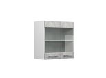 Vicco Pensile Universale R-Line, 60 Cm Con Ante In Vetro, Calcestruzzo/Bianco