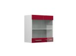 Vicco Pensile Universale R-Line, 60 Cm Con Ante In Vetro, Rosso Bordeaux Lucido/Bianco