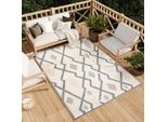 Tappeto Soggiorno Esterno Interno Camera Da Letto Design Moderno Terrazza Balcone Crema Grigio 160 X 220 Cm