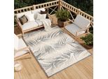 Tappeto Soggiorno Esterno Interno Camera Da Letto Design Moderno Terrazza Balcone Crema Grigio 80 X 150 Cm