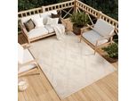 Tappeto Soggiorno Esterno Interno Camera Da Letto Design Moderno Terrazza Balcone Crema 120 X 170 Cm