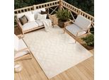Tappeto Soggiorno Esterno Interno Camera Da Letto Design Moderno Terrazza Balcone Crema 120 X 170 Cm