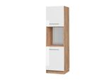 Vicco Mobile Per Forno Da Incasso Fame-Line, 60 Cm Aperto, Bianco Lucido/Quercia Dorata
