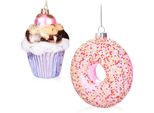 Brubaker Set Di Decorazioni Per L'albero Muffin & Donut - Decorazioni Natalizie Dipinte A Mano In Rosa - Decorazioni Per L'albero Di Natale In Vetro Soffiato A Bocca - Decorazioni Per L'albero Di Dolci Divertenti - Set Di Decorazioni Per L'albero Da 2 Pezzi